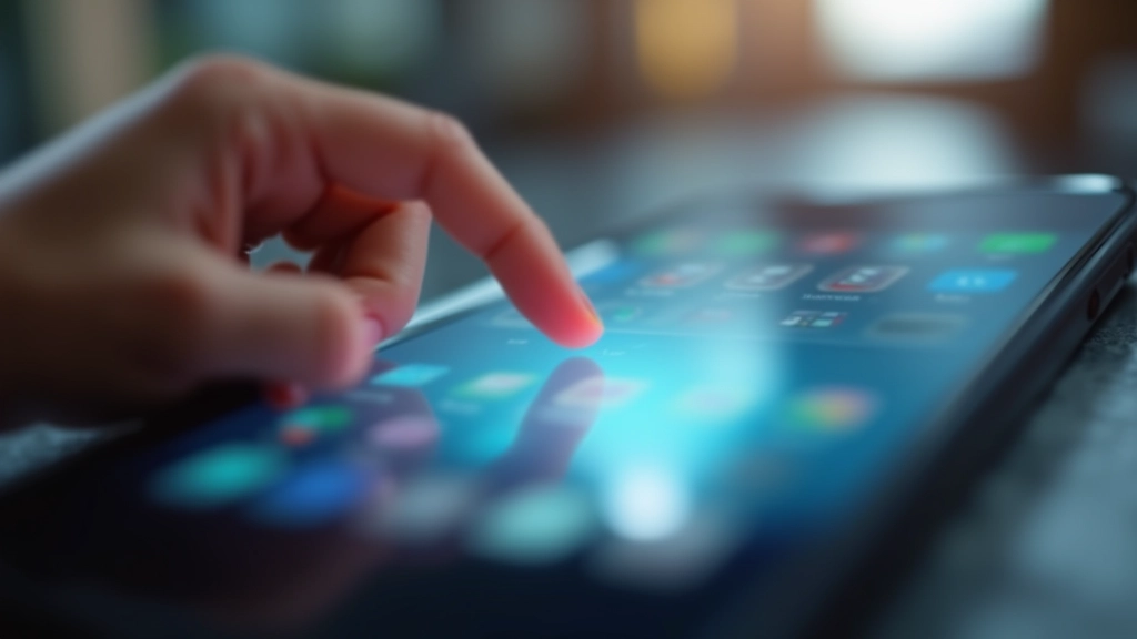 Finger tippt auf Touch-Schnittstelle — zeigt mobile Navigation mit großen Touch-Zielen